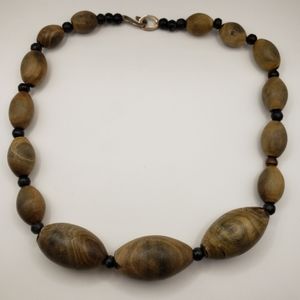 Brown Wood Beaded Necklace Vintage Chunky Brown Beads Jewelry
